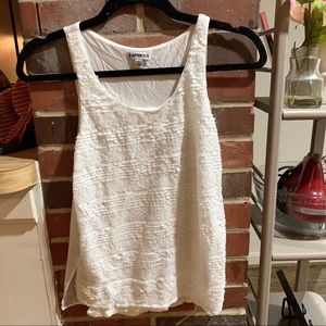 Express | White Sequence Top with Flowy Back
